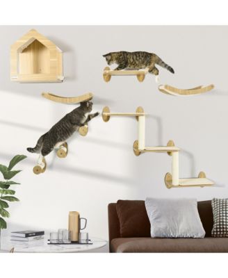 10-Level Wall-Mounted Cat Tree - Modern Climbing Shelves with Hammocks for Cats