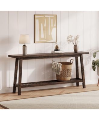 70.9 In Console Table, 2-Tier Narrow Sofa Table Behind Couch, Extra Long Entryway Table for Hallway, Industrial Farmhouse Entry Table
