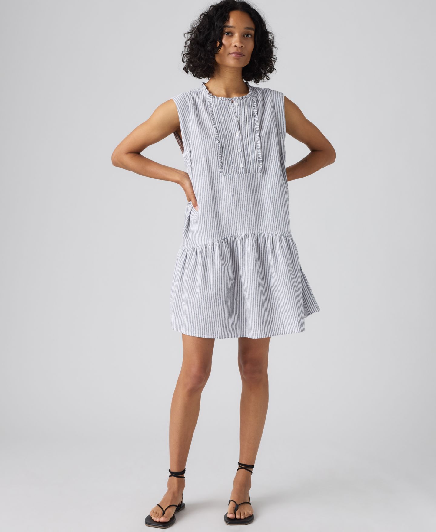 Женское платье Levi's Premium Linen-Blend Solara Sleeveless Dress, цвет: Полосатый винтажный индиго — фото 4