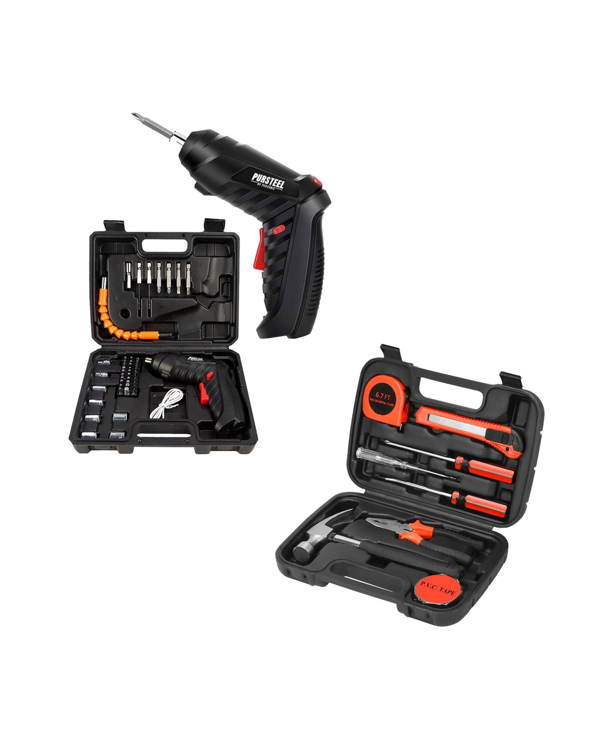 Pursonic Power and Repair Kit: Rechargeable Electric Screwdriver and 9-Piece Handy Tool Set