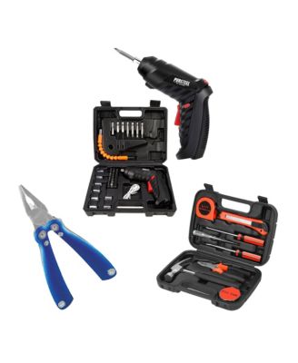 Home Project Power and Tool Set Rechargeable Electric Screwdriver, 9-Piece Handy Solutions Tool Set and 11-in-1 Multifunction Tool