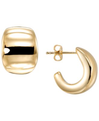 J Polish Post Hoop Earrings in 10k Yellow Gold