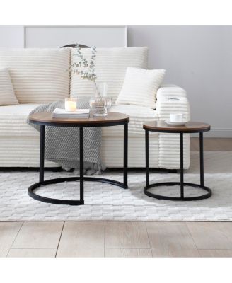  2-Pc Nesting Coffee/End Tables w/ Metal Frame