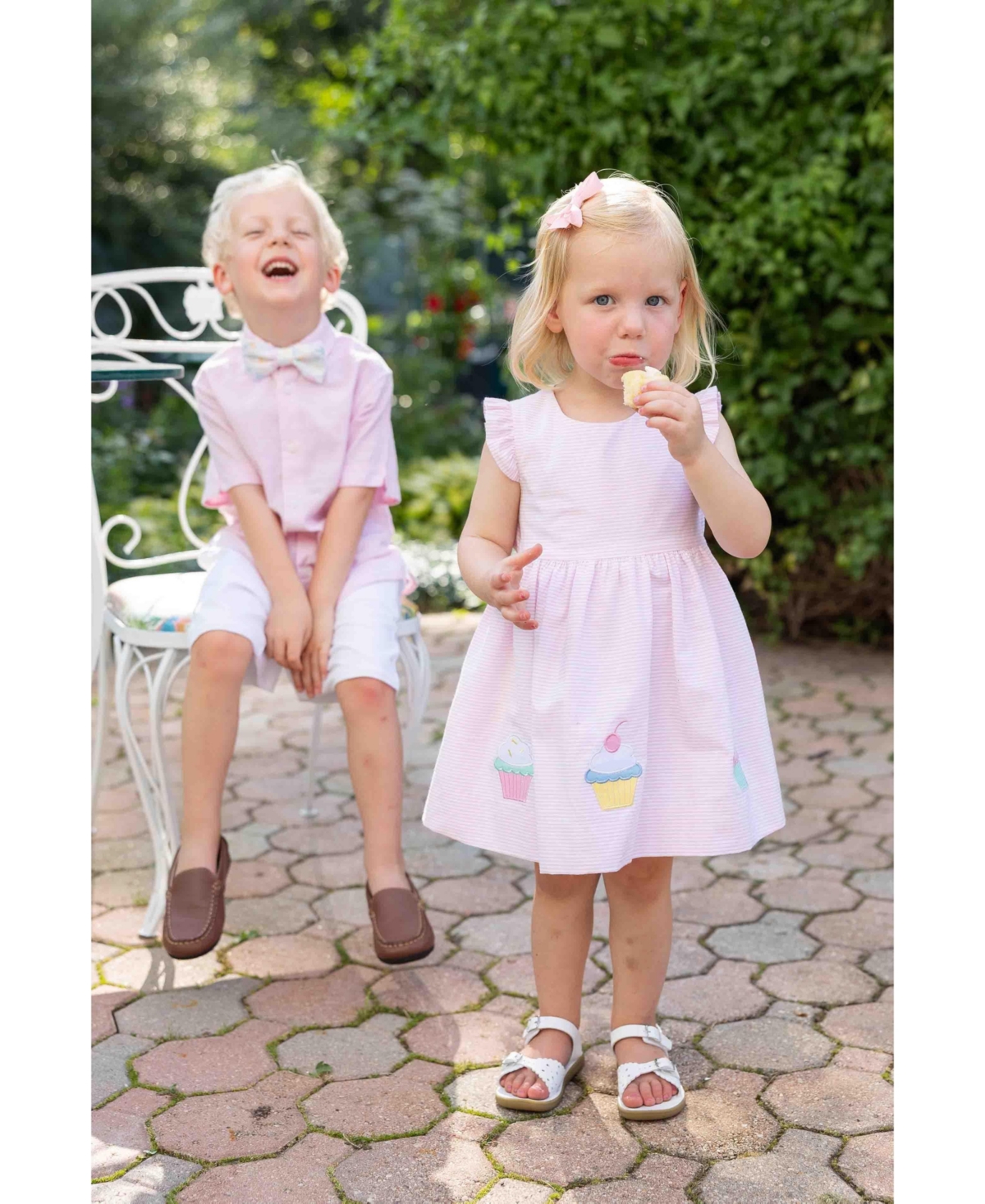 Florence Eiseman Little Girls Seersucker Dress with Cupcakes