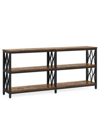 Industrial Console Table with 3 Storage Shelves for Living Room and Foyer Use-Rustic Brown