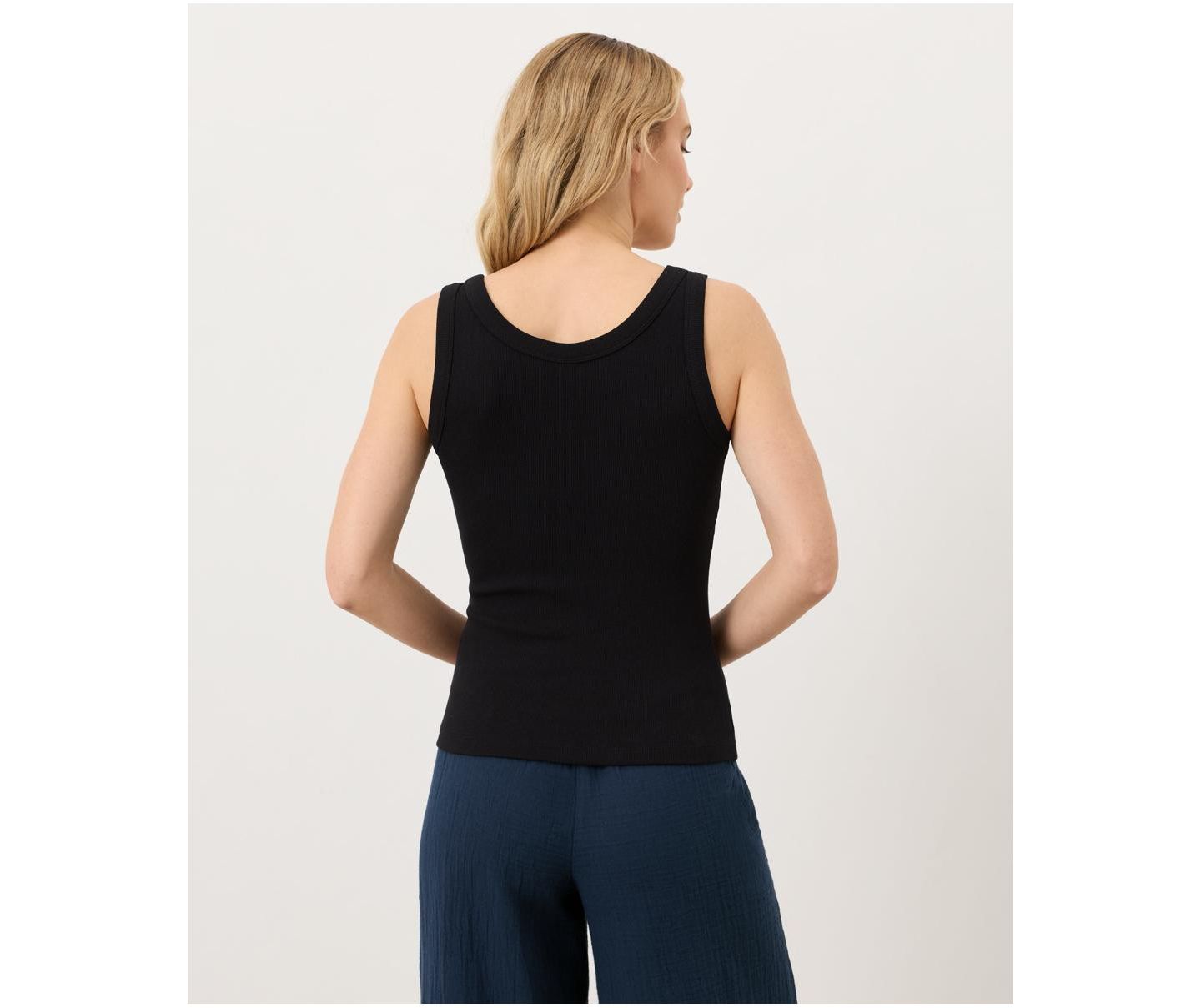 Женский топ Pact Perfect Rib Scoop Neck Tank Made With Cotton, цвет: Чёрный — фото 4