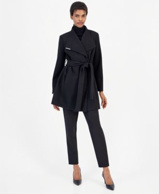 Women's Wing Collar Belted Wrap Coat