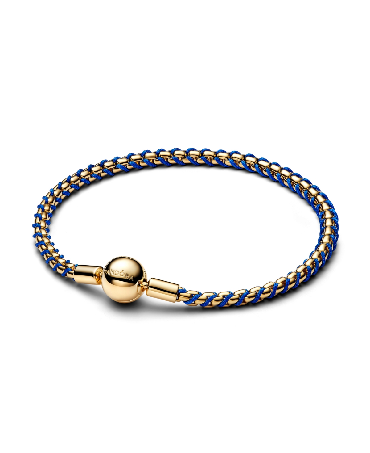 Pandora Blue Cord Box Chain Bracelet - Gold Plated