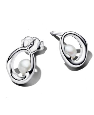 Oval Treated Freshwater Pearl Stud Earrings