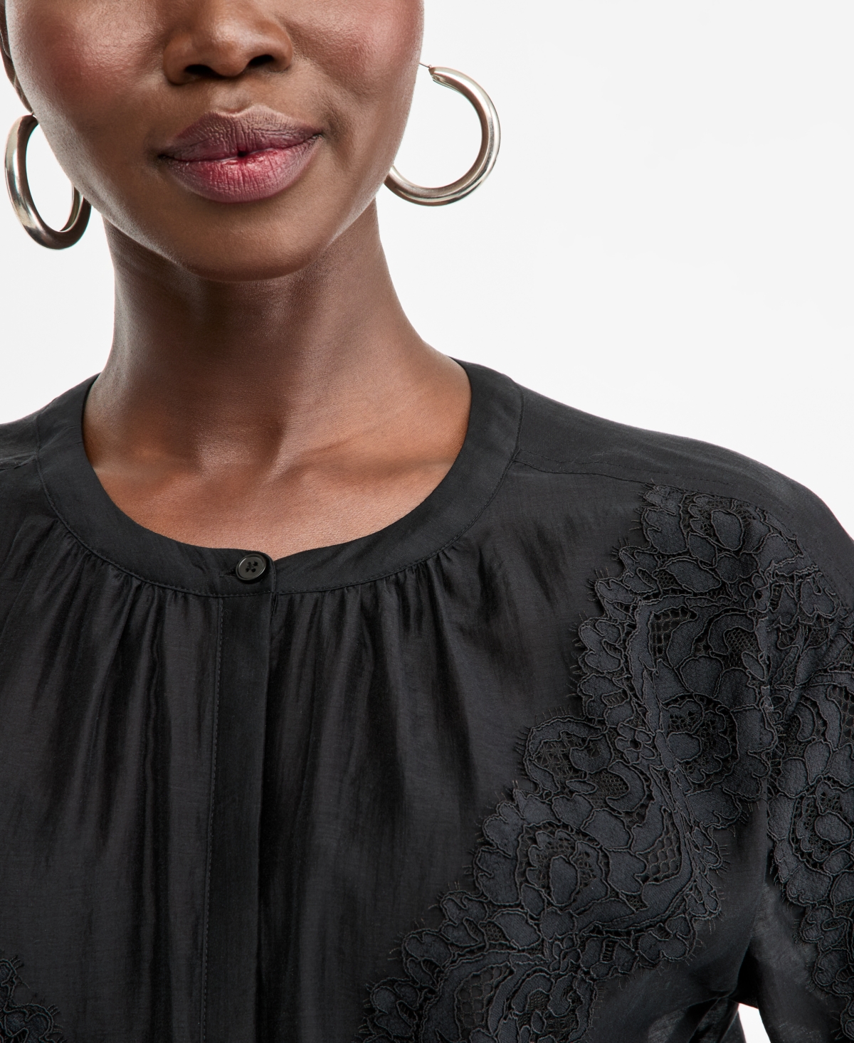 I.n.c. International Concepts Women's Long Sleeve Lace-Trim Blouse, Macy's Exclusive