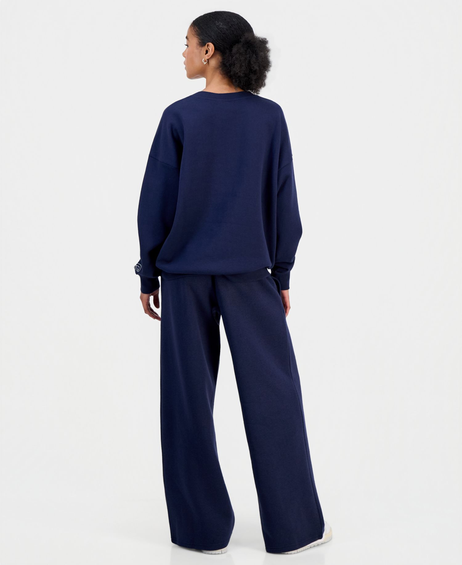 Juniors' Wide Fleece Contrast-Waist Sweatpants