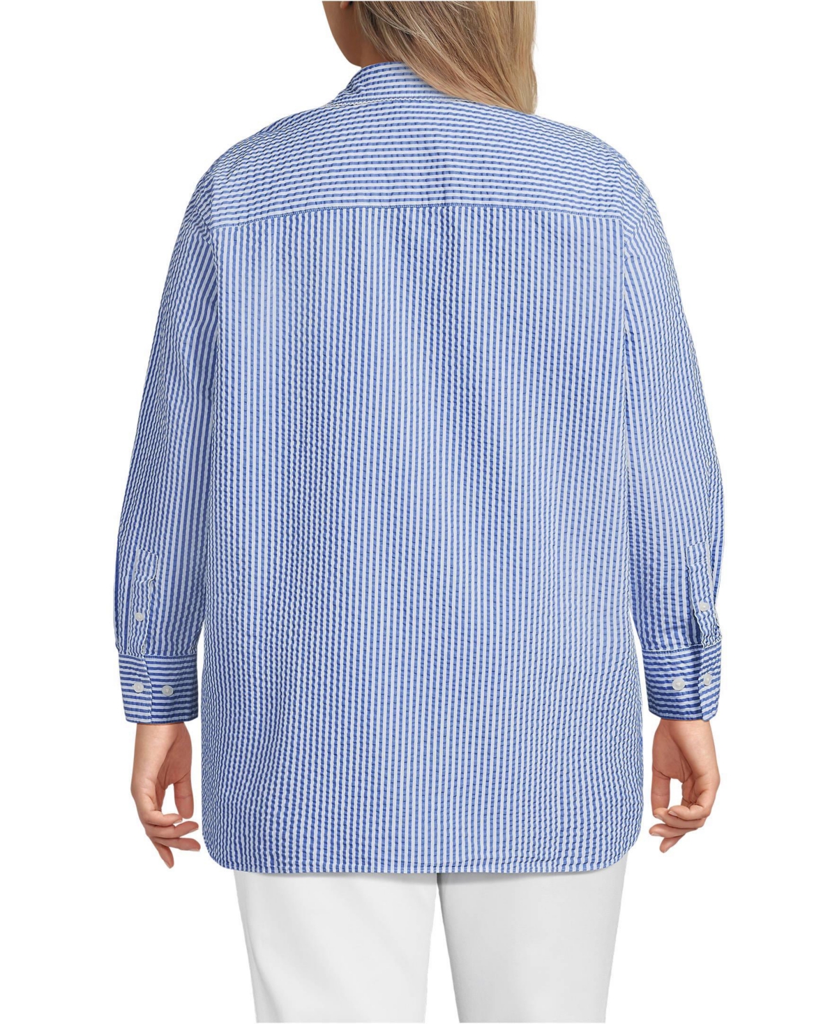Lands' End Plus Oversized Seersucker Shirt