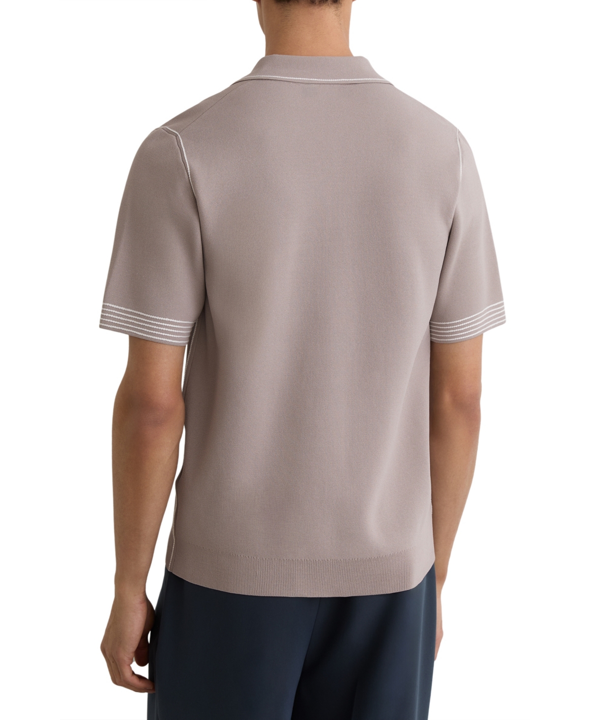 Reiss Men's Newbury Open Collar Piped Stitch Detail Polo Shirt