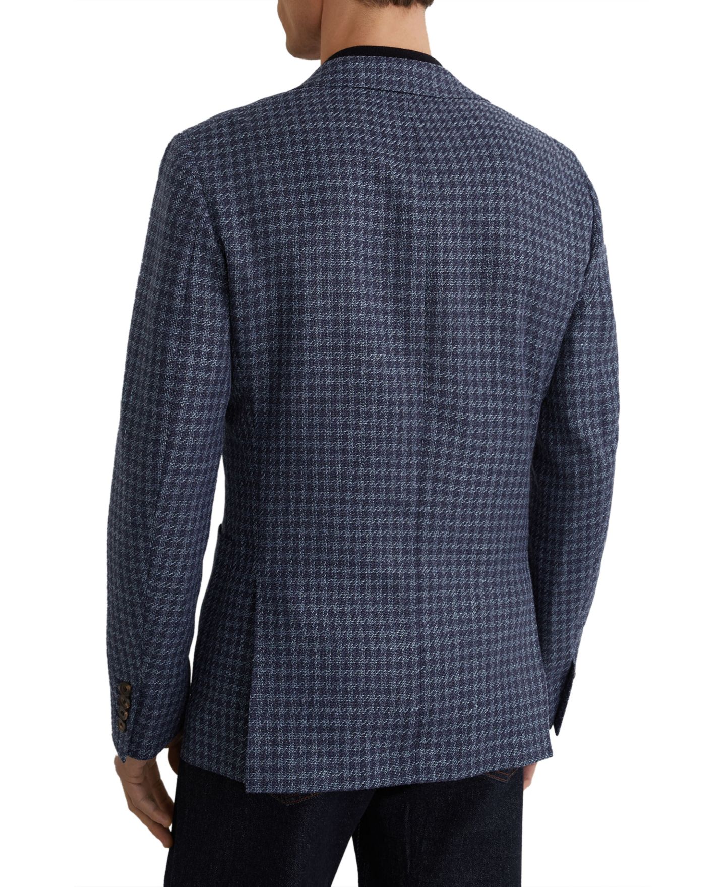 Мужской пиджак REISS Romana Single-Breasted Check Blazer, цвет: Тёмно-синий — фото 4