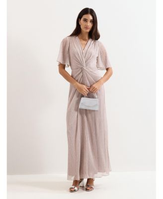 ladies pinstripe dress Pinstripe long sleeve Aline dress with belt – heartmycloset main image 1