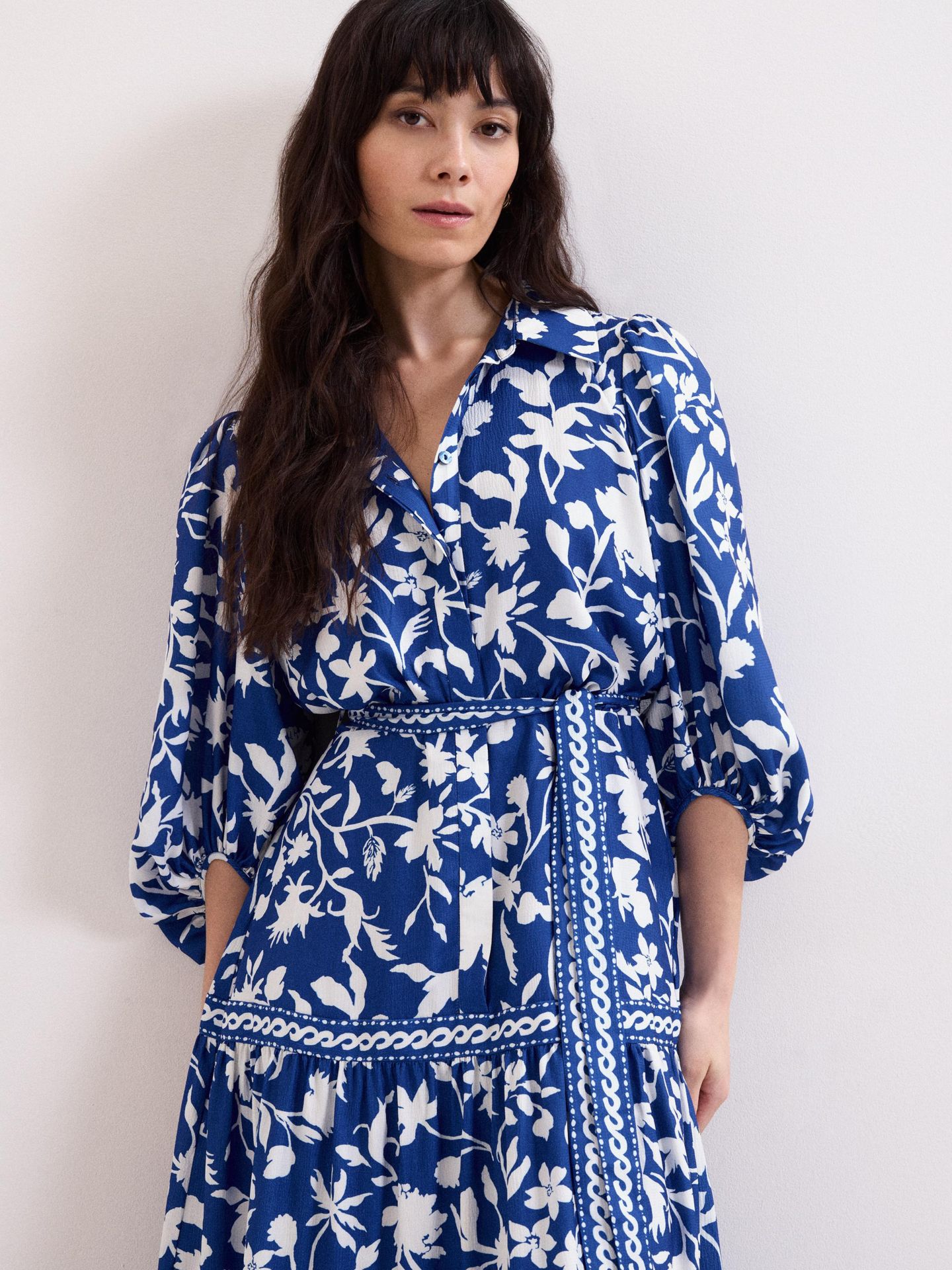 Женское платье Phase Eight Floral Print Shirt Dress, цвет: Синий — фото 4