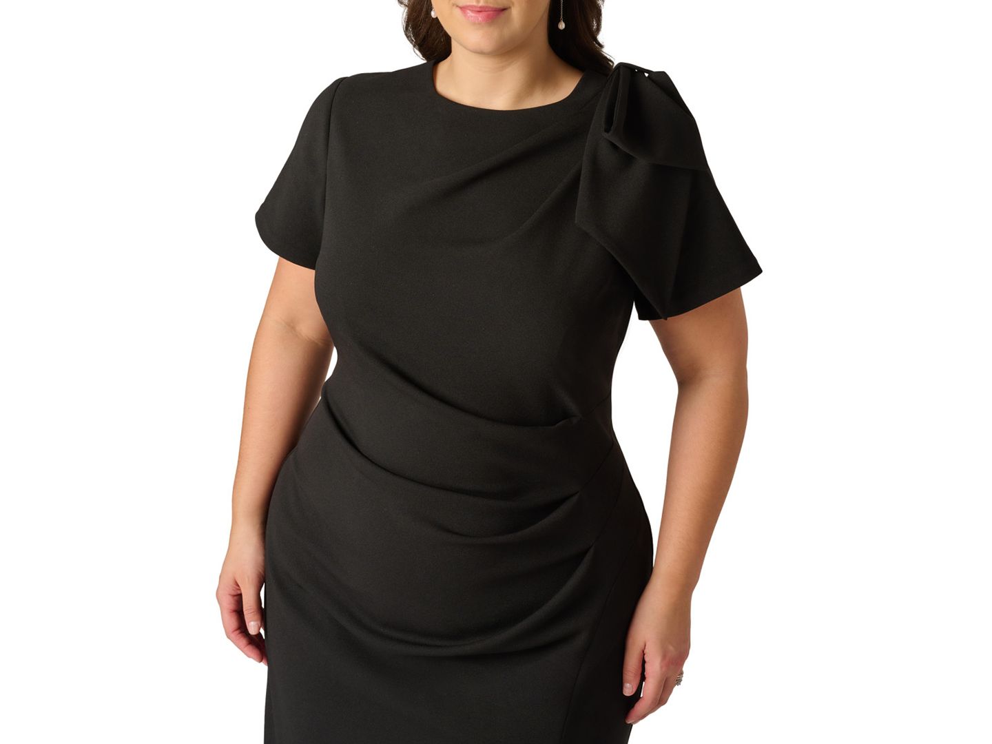 Женское платье Adrianna Papell Plus Size Crewneck Pleated Sheath, цвет: Чёрный — фото 3
