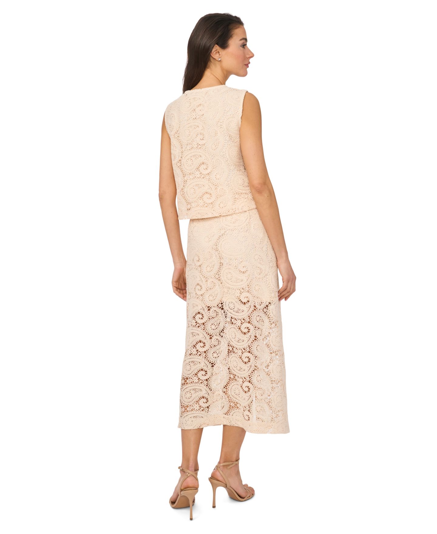 Женская юбка CeCe Front Button Paisley Lace Midi, цвет: Натуральный — фото 5