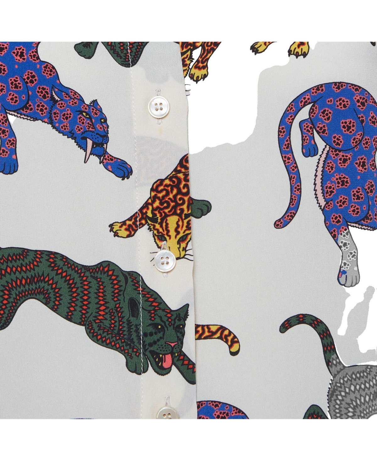 Pre-Owned Stella Mccartney Women's Cat Print Silk Long Sleeve Shirt