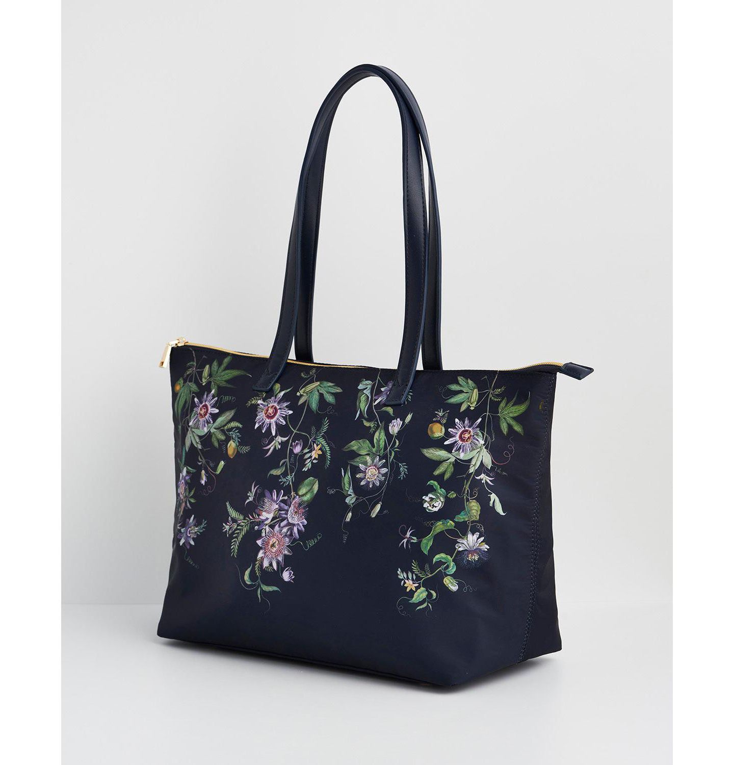 Женская сумка Fable England Passion Flower Printed Grab Tote, цвет: Тёмно-синий — фото 4