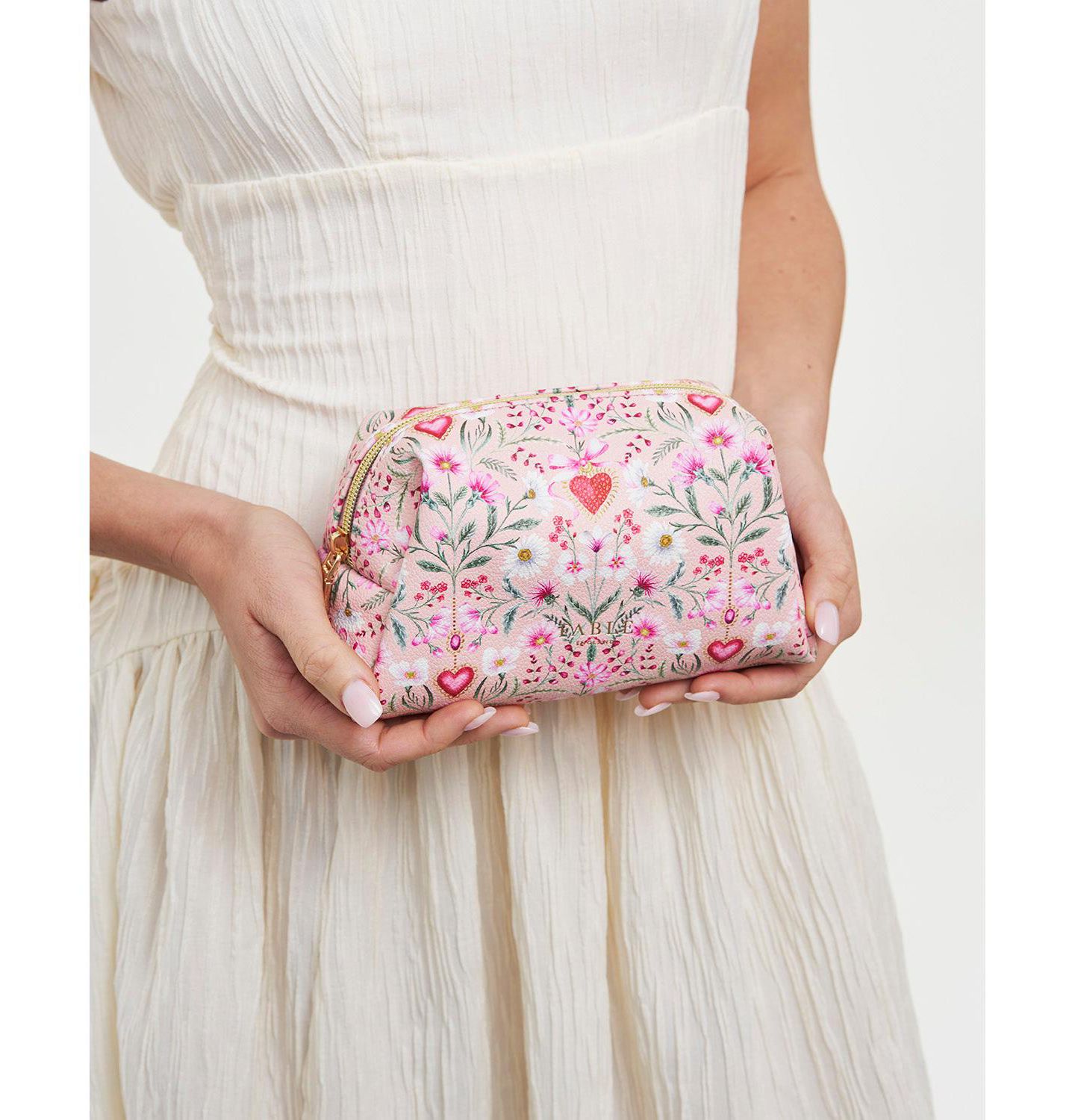 Женская сумка Fable England Floral Heart Cosmetic Pouch, цвет: Розовый — фото 7