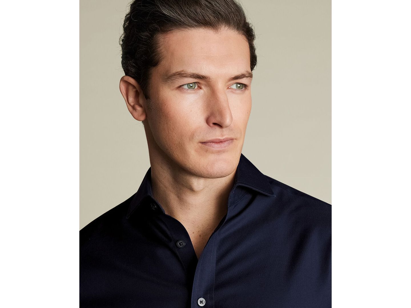 Мужская рубашка Charles Tyrwhitt Spread Collar Long-Sleeve Dress Shirt, цвет: Тёмный тёмно-синий — фото 2
