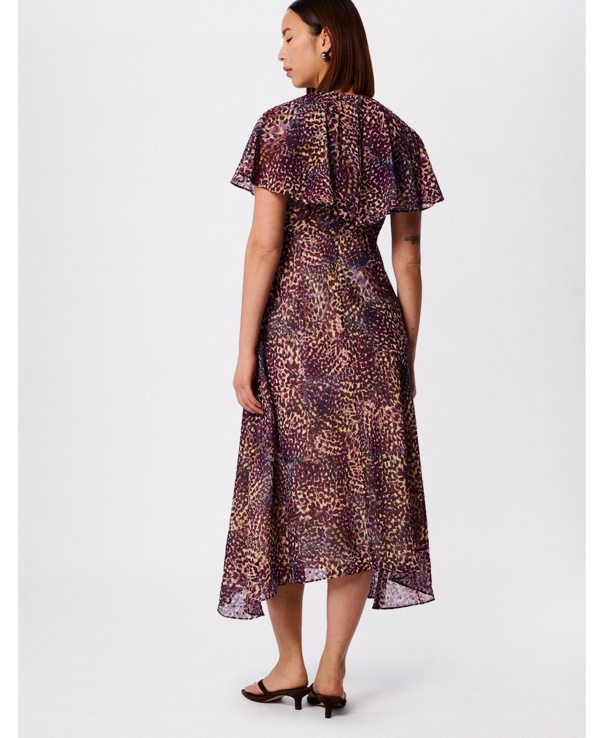 Whistles Women's Orchid Print V-Neck Midi Dress