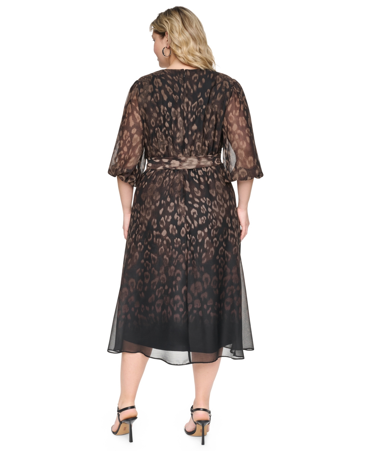 Dkny Plus Printed V-Neck Midi Dress