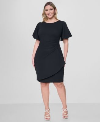 Plus Size Jewel Neck Bubble-Sleeve Sheath Dress