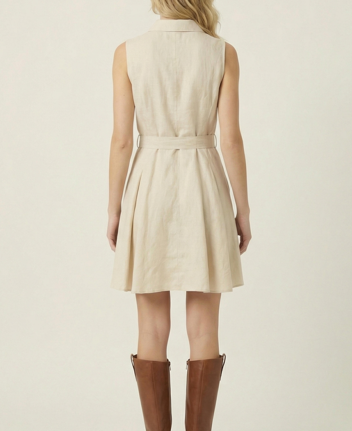 Modenaire Women's Sleeveless Fit-And-Flare Shirt Dress
