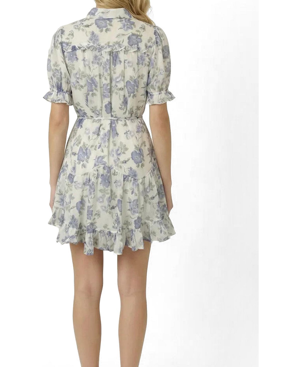 Modenaire Women's Floral Tie-Waist Ruffle-Hem Shirt Dress view 2 — MAYCSS fashion products