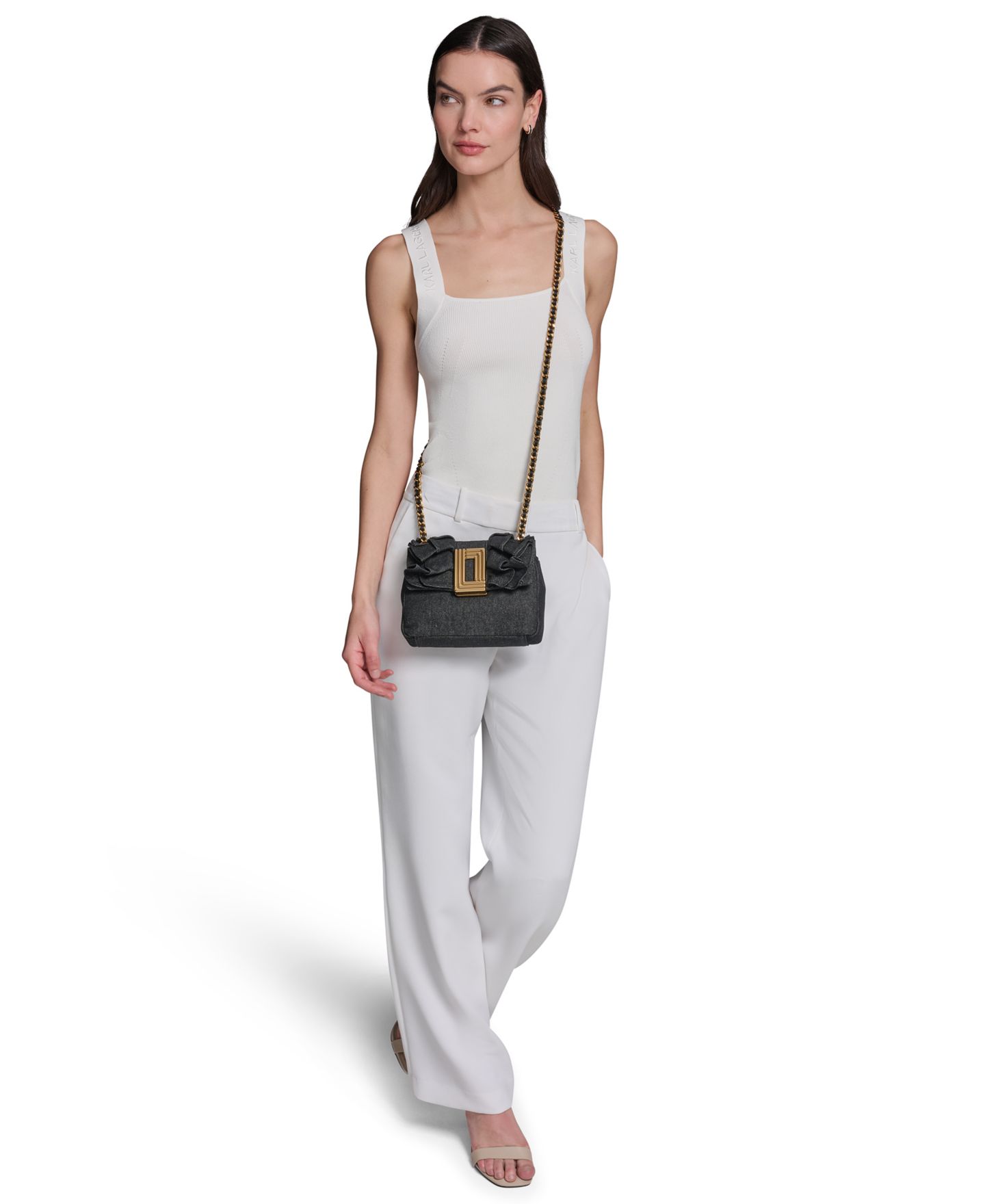 Женская сумка KARL LAGERFELD PARIS Lafayette Mini Crossbody Handbag, цвет: Чёрный джинсовый — фото 8
