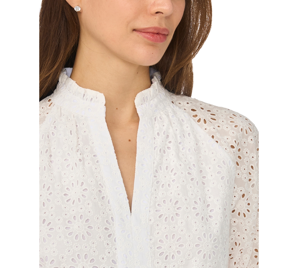 CeCe Women's Short-Sleeve Split Neck Blouse