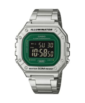 Men's Digital Silver-Tone Stainless Steel Watch 43.2mm