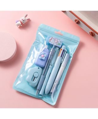 7-In-1 Stationery Set with Gel Pen, Highlighter, Ballpoint Pen, Pencil, Eraser, Knife and Correction Tape, Children Back To School