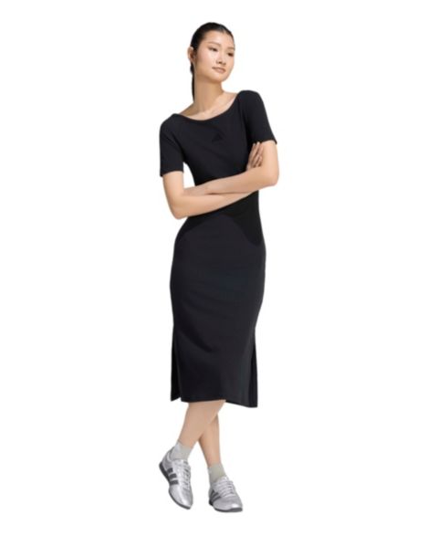 Женское платье adidas Logo Ribbed, цвет: Чёрный