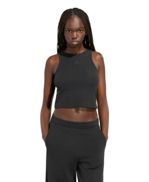 Женский топ adidas Cropped Ribbed, цвет: Чёрный