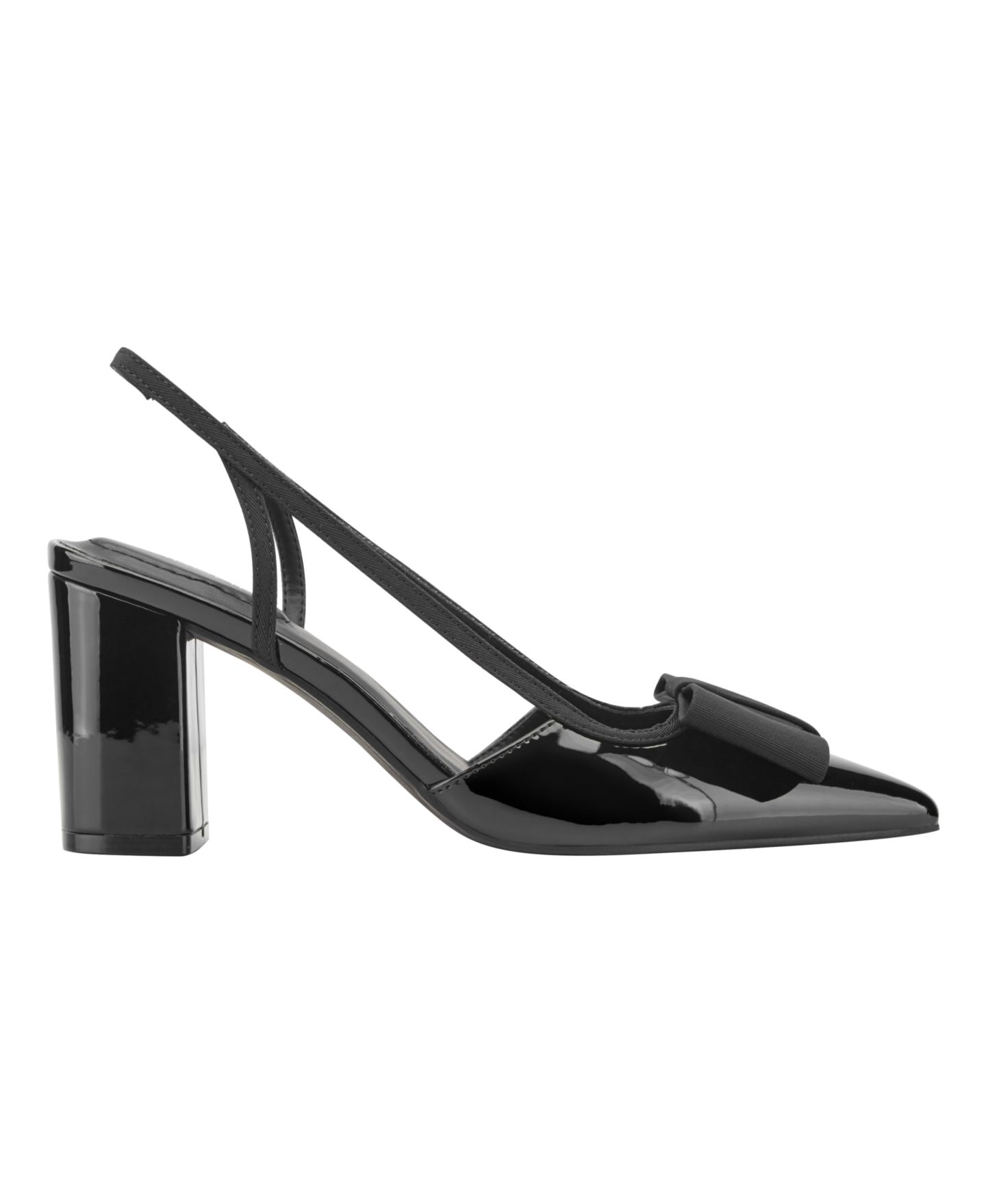 Женские туфли Bandolino Sanessa Bow Block Heel Slingback Pumps, цвет: Чёрный лаковый — фото 2