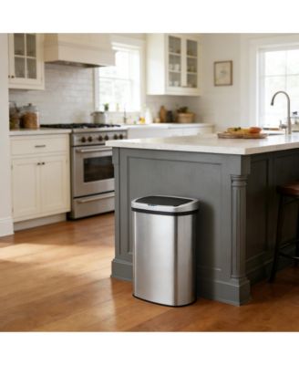 13 Gal./50 Liter Stainless Steel Oval Motion Sensor Trash Can for Kitchen