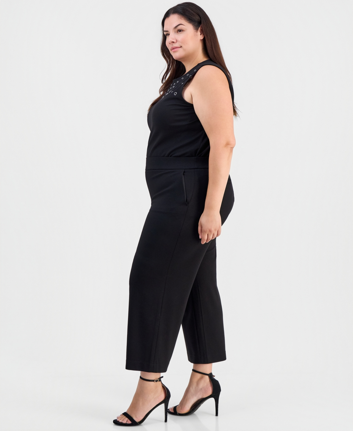 Anne Klein Plus Pull-On Wide-Leg Cropped Pants