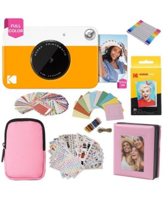 Printomatic Instant Camera Gift Bundle with Pink Case, 20 Zink Sheets, Album and More