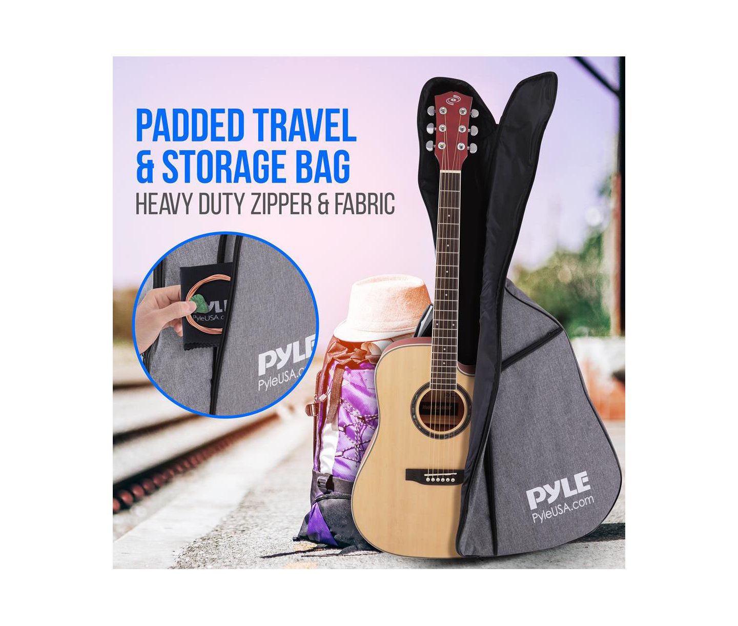 Детские игрушки Pyle 41" Acoustic Guitar Kit with Cutaway Body, Accessory Pack - Natural Finish, PGA480NT — фото 5
