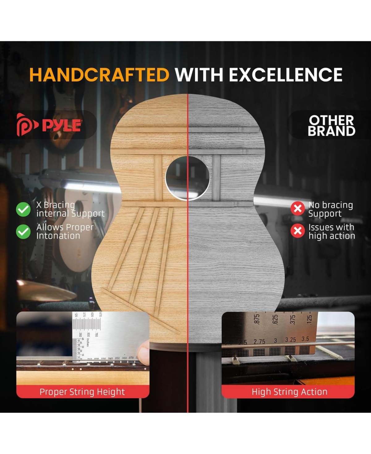 Pyle Beginner Acoustic Guitar Kit, 30" 1/4 Junior Size All-Wood Nylon String Guitar with Capo, Gig Bag, Strap & Strings