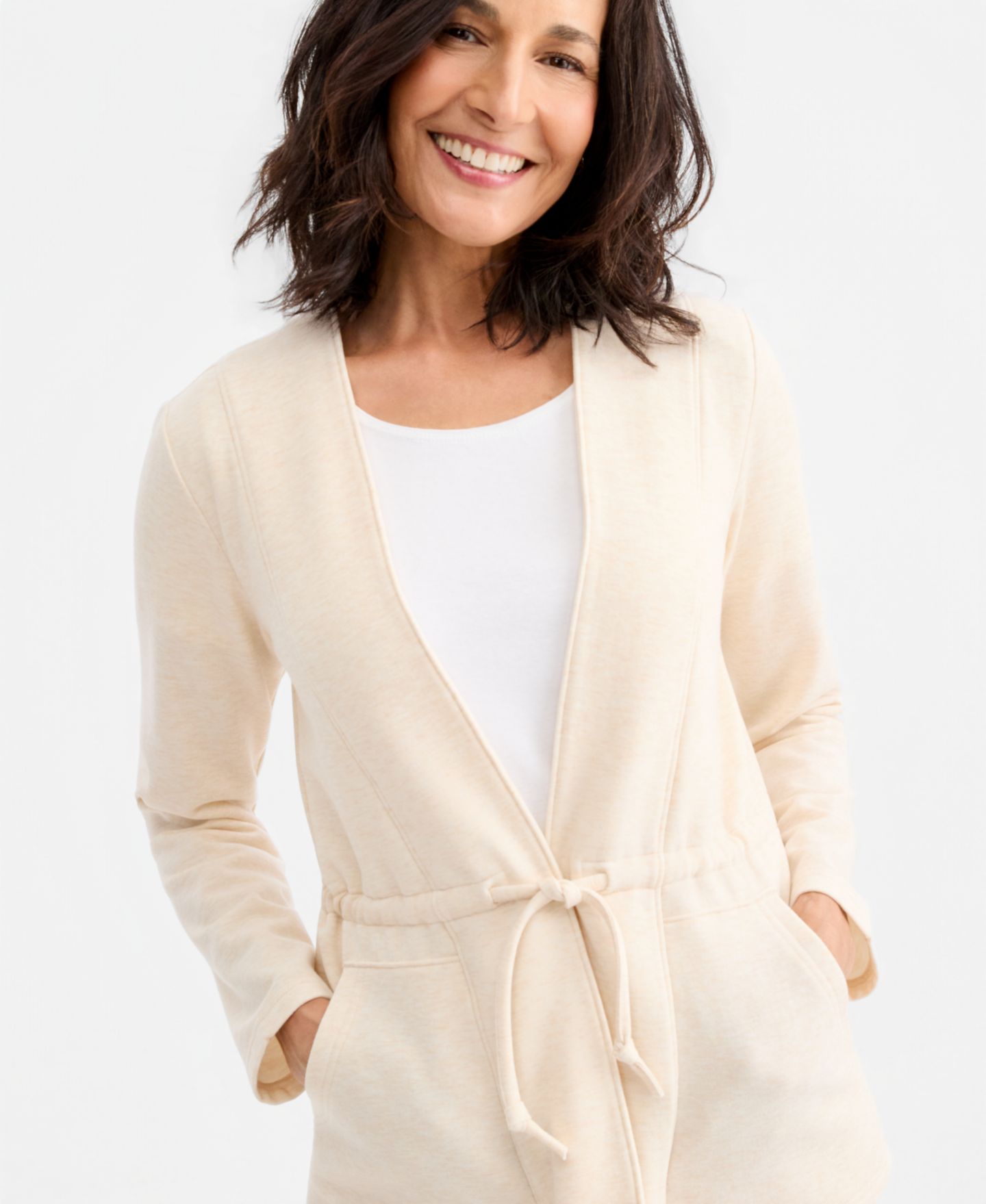 Женская куртка Style & Co LuxLounge Fleece, цвет: Овсяный меланжевый — фото 3
