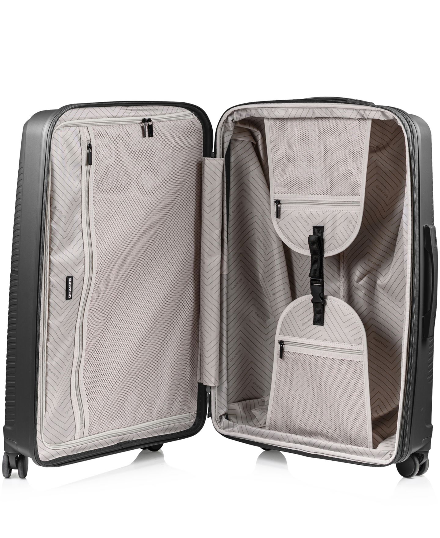 Чемоданы CHAMPS Aura 3-Piece Hardside Expandable Luggage Set, цвет: Чёрный — фото 4