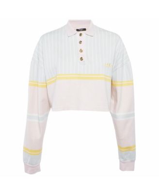 Women's Striped Cotton Crop Polo T-Shirt