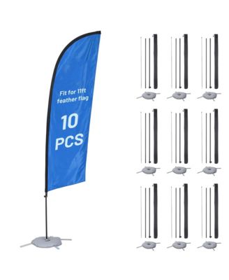 10 Pack 11 Feet Feather Flag Pole Kit with Cross Base Stand and Weight Bag