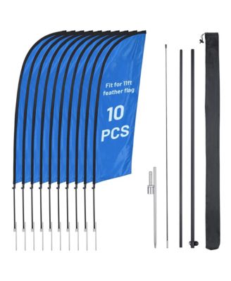 10 Pack 11feet Feather Flag Pole Kit with 20" Ground Spike Flag Base