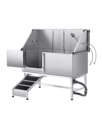 62 inch Stainless Steel Dog Washing Station with Walk Up Ramp Filter Board