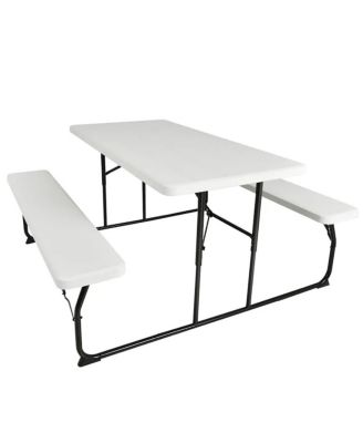 Folding Picnic Table Set with Benches, Indoor Outdoor HDPE Table